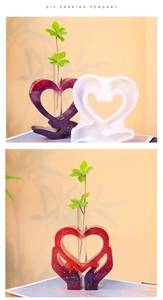 Macro detail of heart-shaped silicone resin mold for DIY hydroponic flower vases