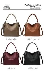 Detailed comparison of four large tote bags in khaki, brown, wine red, and black colors