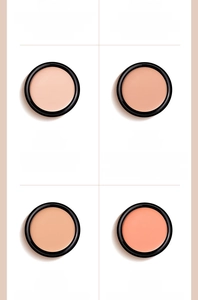 Macro detail of six-color concealer palette for highlighting, contouring and spot coverage