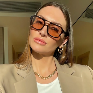 Square Double Bridge Sunglasses Retro PC Frame UV400 Protection Fashion Outdoor Driving Eyewear For Men Women