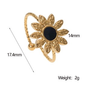 Dettaglio delle dimensioni dell'anello girasole 14mm e diametro interno di 17,4mm