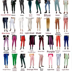 Griglia di pantaloni a vita alta dal taglio corto in 32 colori vivaci da donna