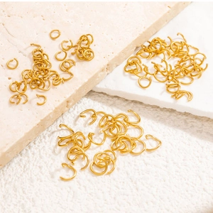 Polished 18K gold plated stainless steel open jump rings for DIY jewelry making