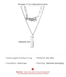 Détails et dimensions du collier double épaisseur argenté avec pendentif DREAMS