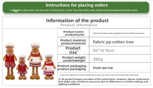 Detailed product specifications for the telescopic Christmas gingerbread man plush ornament