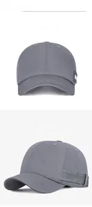 Detail view of dark grey cotton baseball cap with embroidered CONTROL letter strap