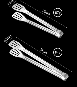 Comparaison de taille des pinces de cuisine en inox SUS304 de 28 cm et 33 cm avec poids