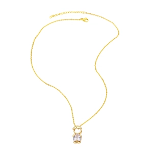 Collier doré avec pendentif petit garçon et pierre de zircon en forme de cœur