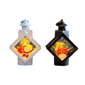 Christmas lanterns set with Santa Claus and reindeer patterns featuring warm LED lights