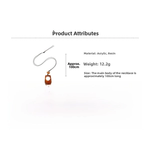 Detailed view of leopard resin pendant necklace with product dimensions and 12.2g weight