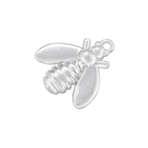 Detailed close-up of a silver bee pendant with textured wings for DIY jewelry