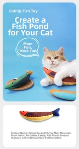 Close-up of realistic plush fish toy for cats showing soft fabric texture and catnip filling