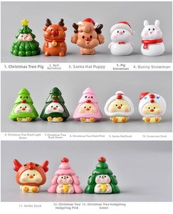 Detailed collection of 13 colorful Christmas resin miniature figures and ornaments