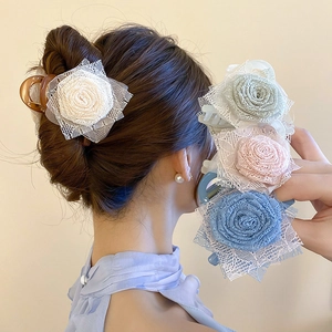 Molla Per Capelli A Rosa In Pizzo Fatta A Mano Tessuto Elegante Stile Retrò Francese Accessori Per Donne Ragazze
