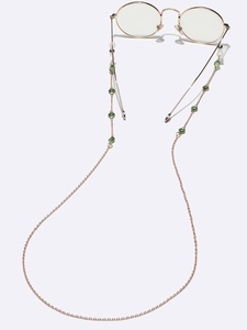 Fashionable gold chain eyewear strap with green crystal beads for glasses and sunglasses