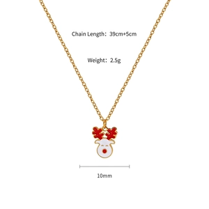 Detailed size view of reindeer pendant necklace with dimensions 39cm plus 5cm chain length