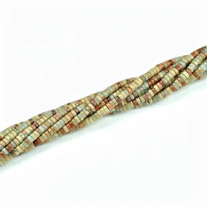 Perles cylindriques en pierre naturelle couleurs Morandi pour création de bijoux
