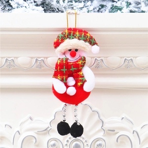 Ciondolo pupazzo di neve di Natale in peluche con cappello a scacchi rossi decoro