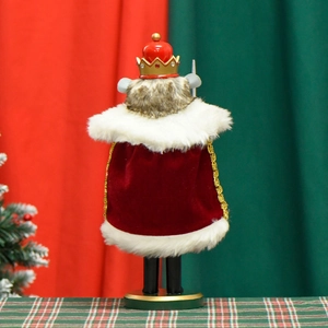 36cm Christmas Mouse Nutcracker with red velvet cape and crown shown from back view