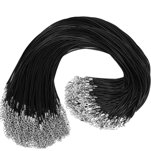 Lot de cordons de collier noirs cirés avec fermoir mousqueton et chaîne d'extension