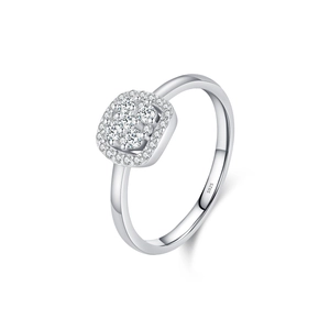 Sparkling S925 sterling silver ring featuring a D color square moissanite stone