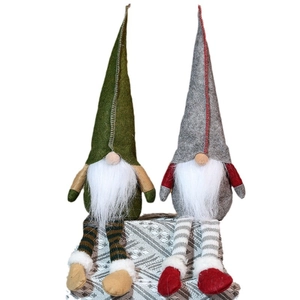 Christmas gnome plush dolls with long striped legs and pointed hats for home decor