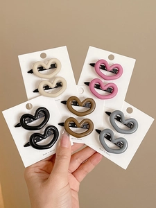 Sweet Heart And Geometric Rectangle Hair Clips Plastic Resin Metal Duckbill Hairpins Korean Style Women Girls Accessories