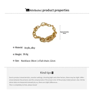 Detail specifications of chunky gold link necklace with size and material info