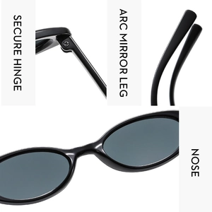 Detail view of vintage sunglasses featuring secure hinges and comfortable arc mirror legs