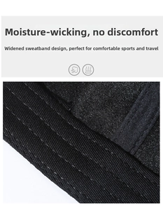 Macro detail of the wide moisture-wicking sweatband inside a black baseball cap