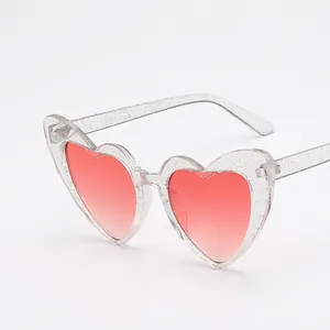 Heart Shaped Sunglasses UV400 Protection PC Frame Glitter Sparkle Trendy Fashion Party Eyewear For Women