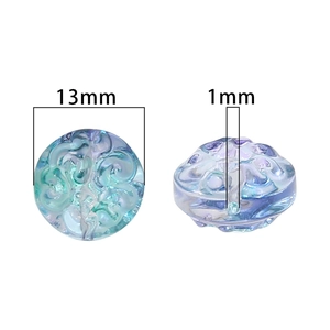 Blue-purple 13mm jelly glass beads with spiral relief pattern for DIY jewelry making