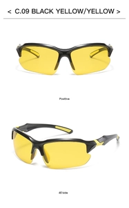 Front and side views of black and yellow sports cycling sunglasses with yellow lenses