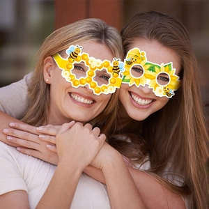 Cute bee and sunflower theme paper party glasses for birthday photo props set