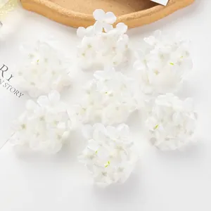 Set of 8 artificial white silk hydrangea flower heads for DIY wedding floral decor