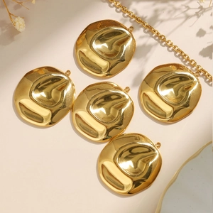 304 stainless steel lava texture round pendant and 18K gold geometric accessories