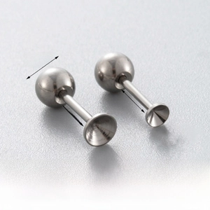 Detailed view of F136 titanium threaded screw ball stud with dimension specifications