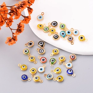 Pendentifs œil maléfique 6mm en acier doré multicolores pour la création de bijoux DIY
