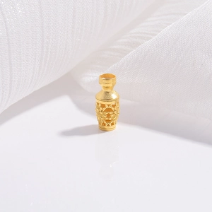 Exquisite S925 sterling silver frosted gold hollow carved olive spacer bead for jewelry