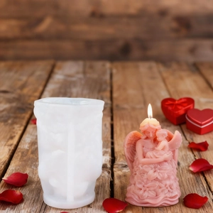Creative angel and mother silicone mold for DIY scented candle making with floral dress detail