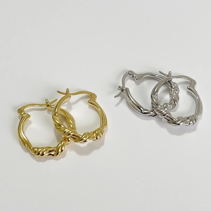 Minimalist S925 sterling silver knotted hoop earrings in gold and silver finish