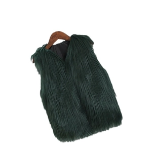 Gilet in finta pelliccia verde scuro per bambine, cappotto invernale senza maniche per bimbi