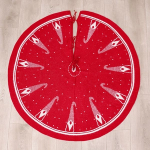 Gonna per albero di Natale rossa lavorata a maglia da 48 pollici con gnomi e fiocchi