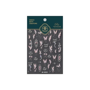 3D butterfly nail art stickers with embossed pink patterns and pearlescent textures