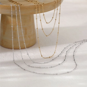 Mehrlagige Halskette Edelstahl Dreilagig Satellitenperlenkette Minimalistischer Geometrischer Modeschmuck Für Damen