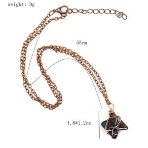 Detail view of handmade hexagram stone pendant with 53cm chain length and 9g weight