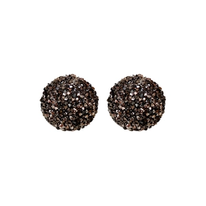 Boucles d'oreilles puces boules pavées de cristaux gris anthracite élégantes
