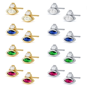 Marquise Zircon Stud Earrings With 925 Sterling Silver Earring Post Copper Plated Simple Luxury Jewelry For Women