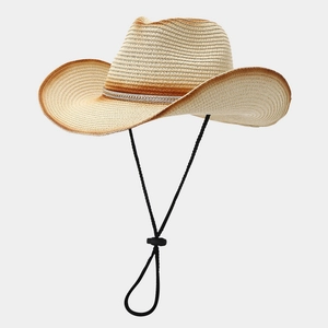 Vintage-Strohhut im Cowboy-Stil mit Strassbesatz und verstellbarem Kinnriemen