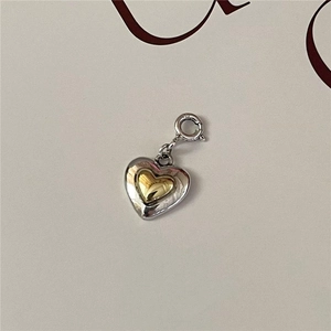 Minimalist S925 sterling silver two-tone heart pendant with elegant gold and silver finish